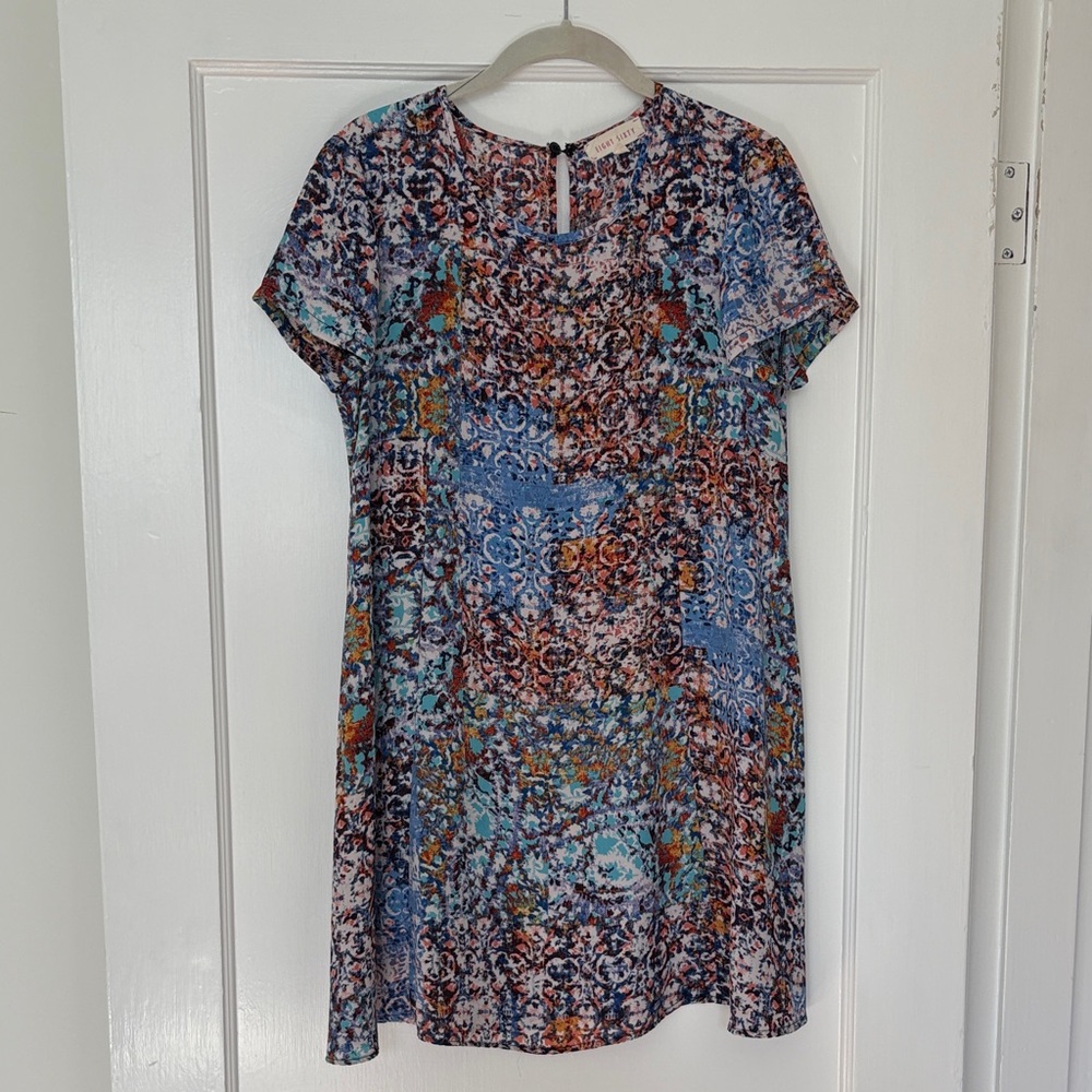 Eight Sixty Blue Brown Floral Print Blouse